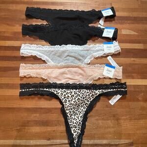 Jenni Women's Lace-Trim Thong panty pack of 5 XL